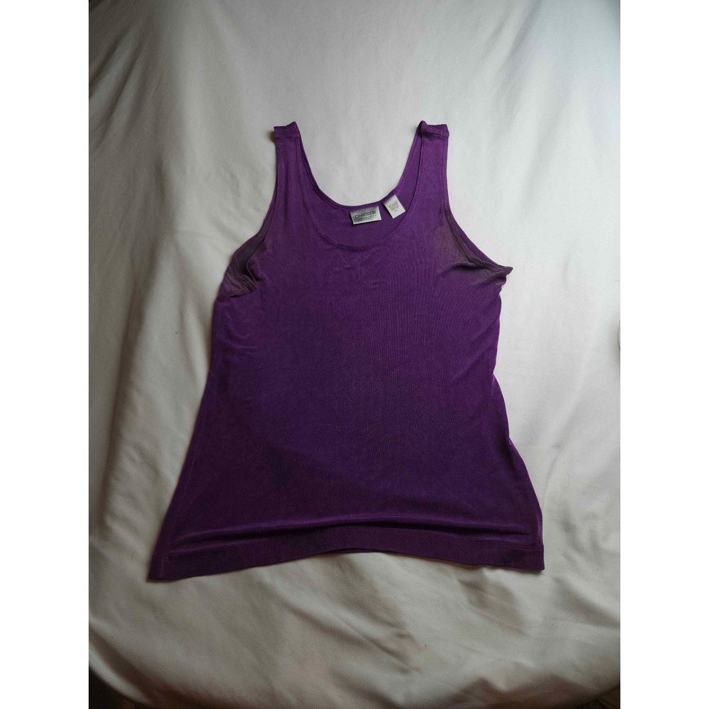 Chicos Travelers Purple Tank Top Scoop Neck Sleeveless Ribbed Womens Size 1